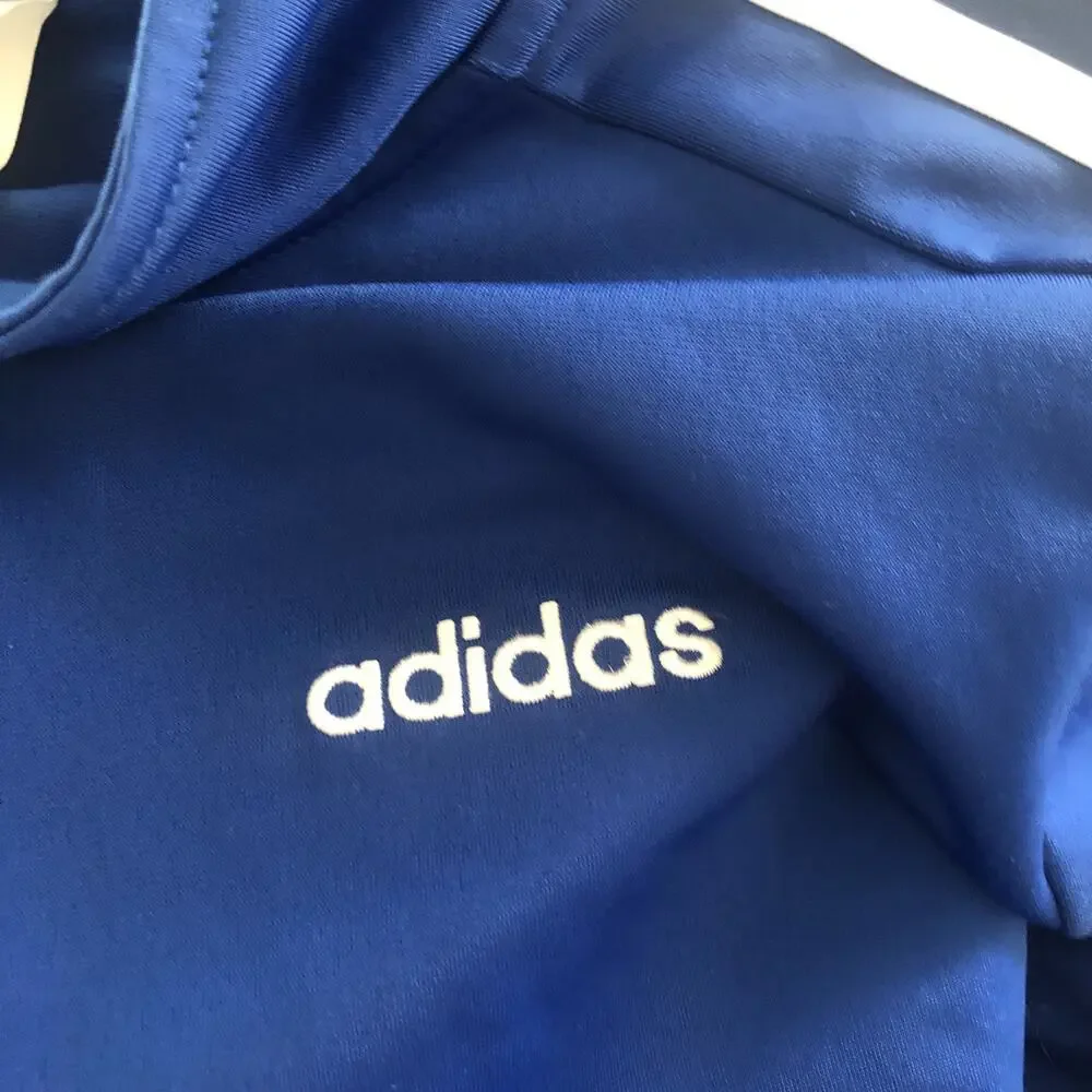 adidas Track jacket 3 Stripes Blue Boy or girls L 14/16 Woman's medium unisex